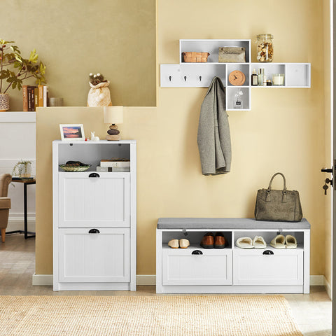 Rootz Witte Schoenenkast - Schoenenkantelaar - Schoenenorganizer - Ruime opbergruimte - Stevige constructie - Optie voor wandmontage - 60 cm x 110 cm x 24 cm