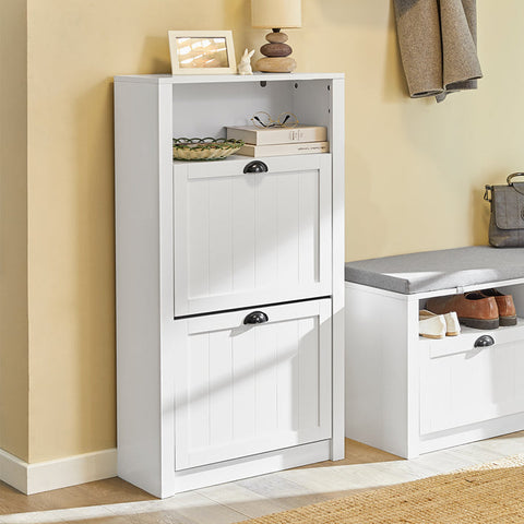 Rootz Witte Schoenenkast - Schoenenkantelaar - Schoenenorganizer - Ruime opbergruimte - Stevige constructie - Optie voor wandmontage - 60 cm x 110 cm x 24 cm