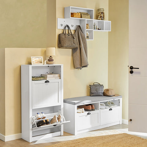 Rootz Witte Schoenenkast - Schoenenkantelaar - Schoenenorganizer - Ruime opbergruimte - Stevige constructie - Optie voor wandmontage - 60 cm x 110 cm x 24 cm