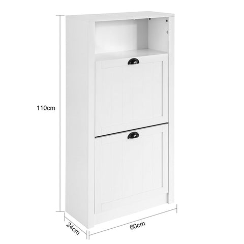 Rootz Witte Schoenenkast - Schoenenkantelaar - Schoenenorganizer - Ruime opbergruimte - Stevige constructie - Optie voor wandmontage - 60 cm x 110 cm x 24 cm