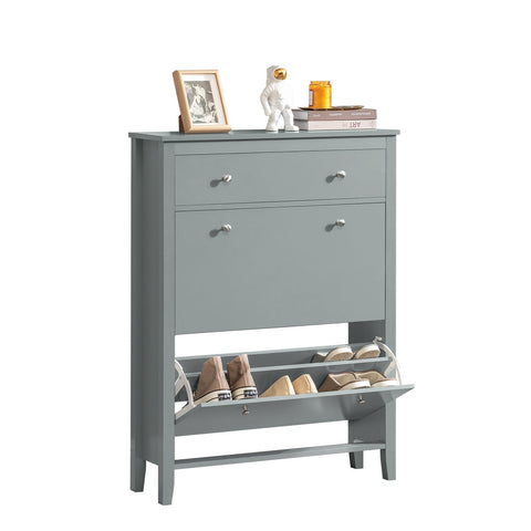 Rootz Schoenenkast met 2 kleppen - Schoenenrek - Schoenenkast - Ruime opbergruimte - Krasbestendig - Decoratief displayoppervlak - 80 cm x 108 cm x 25 cm