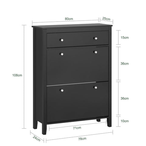 Rootz Shoe Cabinet - Entryway Storage - Shoe Organizer - MDF - Spacious Drawer - 80cm x 108cm x 25cm - Pre-sale Until 16/10/2024