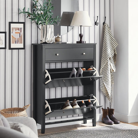 Rootz Shoe Cabinet - Entryway Storage - Shoe Organizer - MDF - Spacious Drawer - 80cm x 108cm x 25cm - Pre-sale Until 16/10/2024