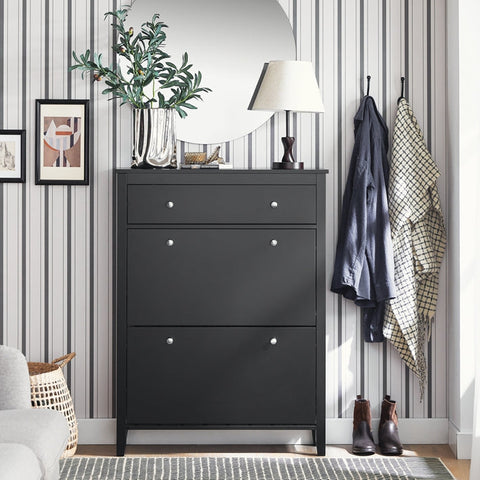 Rootz Shoe Cabinet - Entryway Storage - Shoe Organizer - MDF - Spacious Drawer - 80cm x 108cm x 25cm - Pre-sale Until 16/10/2024