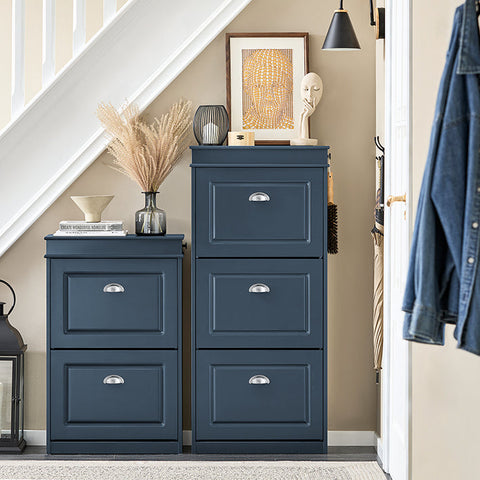 Rootz Shoe Cabinet - Shoe Storage - Footwear Organizer - Elegant & Stable Design - 53x118x24cm - Ideal for Small Entrances