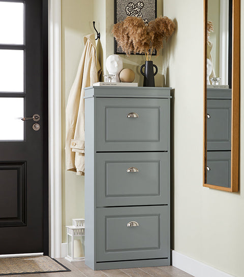 Rootz Shoe Cabinet with 3 Flaps - Shoe Tipper - Shoe Organizer - FSC Certified - Wall Attachable - 100% Recyclable Packaging - 53cm x 117cm x 24cm