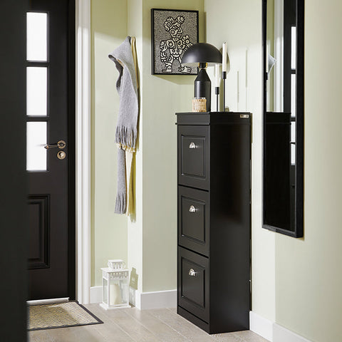 Rootz Shoe Cabinet with 3 Flaps - Shoe Tipper - Shoe Dresser - FSC Certified - Sturdy Construction - Wall Attachable - 53cm x 117cm x 24cm