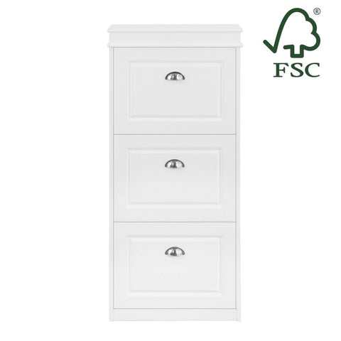 Rootz White Shoe Cabinet - Shoe Tipper - Shoe Organizer - FSC Certified - Sturdy Construction - Wall Attachable - 53cm x 117cm x 24cm