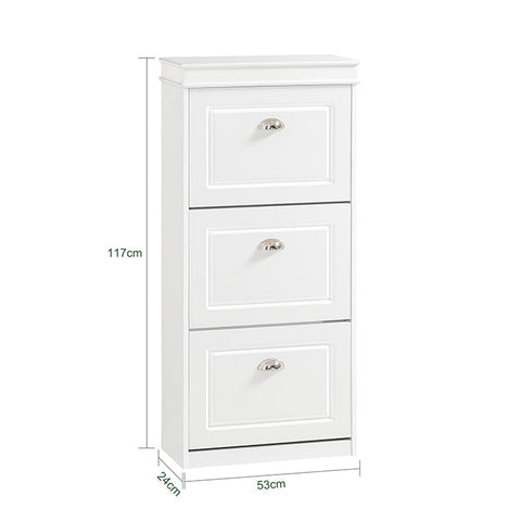 Rootz White Shoe Cabinet - Shoe Tipper - Shoe Organizer - FSC Certified - Sturdy Construction - Wall Attachable - 53cm x 117cm x 24cm