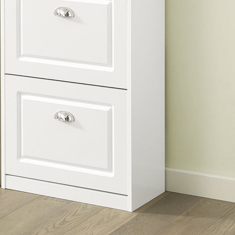 Rootz White Shoe Cabinet - Shoe Tipper - Shoe Organizer - FSC Certified - Sturdy Construction - Wall Attachable - 53cm x 117cm x 24cm