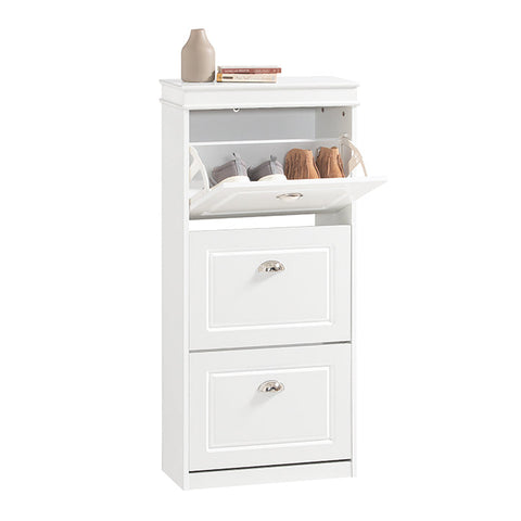 Rootz White Shoe Cabinet - Shoe Tipper - Shoe Organizer - FSC Certified - Sturdy Construction - Wall Attachable - 53cm x 117cm x 24cm