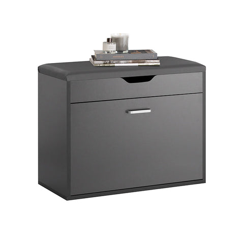 Rootz Shoe Bench with Storage - Shoe Tipper - Sitting Chest of Drawers - Space-Saving Design - Hidden Compartment - Comfortable Seat Cushion - 60cm x 50cm x 30cm - Gray