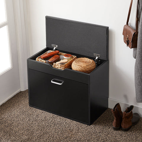 Rootz Shoe Bench with Storage - Shoe Tipper - Sitting Chest of Drawers - Space-Saving Design - Hidden Compartment - Comfortable Seat Cushion - 60cm x 50cm x 30cm