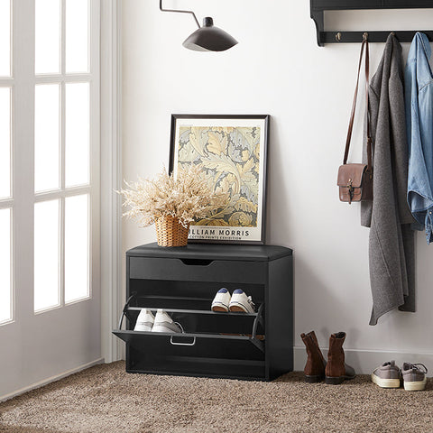 Rootz Shoe Bench with Storage - Shoe Tipper - Sitting Chest of Drawers - Space-Saving Design - Hidden Compartment - Comfortable Seat Cushion - 60cm x 50cm x 30cm