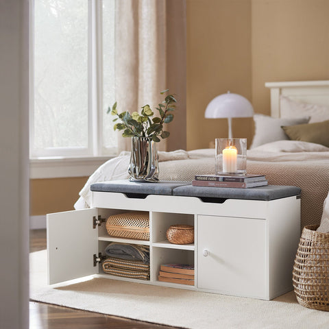 Rootz Shoe Storage Bench - Entryway Bench - Shoe Organizer - Adjustable Shelves - Dual-Seat - Space-Saving - 100cm x 48cm x 34cm