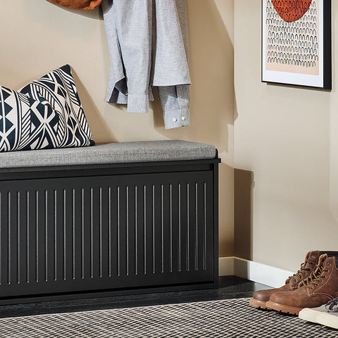 Rootz Shoe Cabinet - Shoe Storage - Shoe Organizer - Includes Seat Cushion - MDF,  Grey - 80x45x26cm