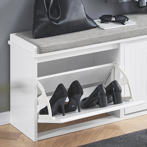 Rootz Shoe Storage Bench - Shoe Cabinet - Footwear Organizer - Comfortable Cushion - MDF, 100x46x26cm
