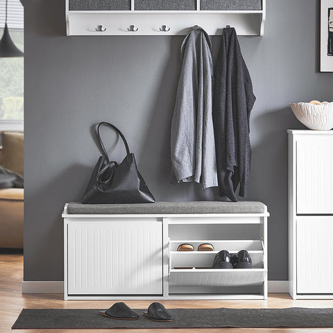 Rootz Shoe Storage Bench - Shoe Cabinet - Footwear Organizer - Comfortable Cushion - MDF, 100x46x26cm