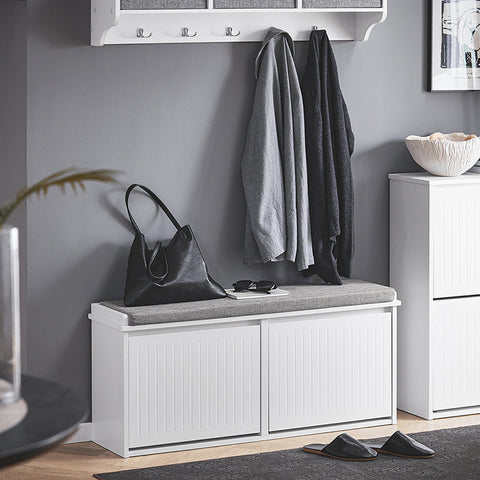 Rootz Shoe Storage Bench - Shoe Cabinet - Footwear Organizer - Comfortable Cushion - MDF, 100x46x26cm