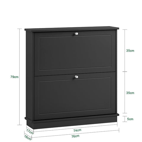 Rootz Shoe Storage Cabinet - Shoe Organizer - Entryway Shoe Rack - Space-Saving Design - 76x79x18cm