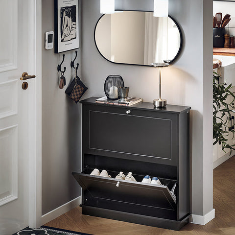 Rootz Shoe Storage Cabinet - Shoe Organizer - Entryway Shoe Rack - Space-Saving Design - 76x79x18cm