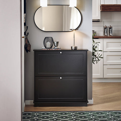 Rootz Shoe Storage Cabinet - Shoe Organizer - Entryway Shoe Rack - Space-Saving Design - 76x79x18cm