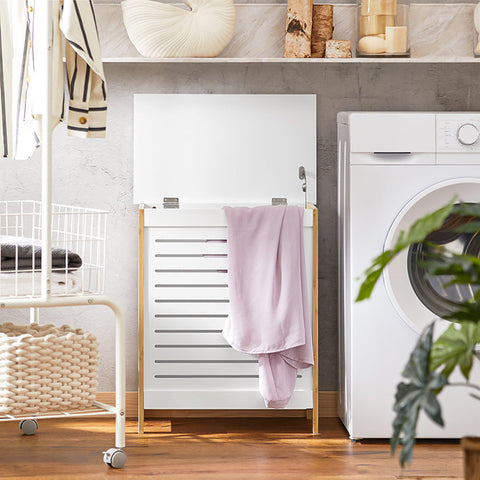 Rootz Laundry Chest - Laundry Collector - Laundry Basket - MDF and Bamboo - Spacious Storage - Chic Design - Easy Assembly - 50cm x 30cm x 60cm