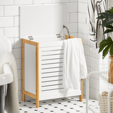 Rootz Laundry Chest - Laundry Collector - Laundry Basket - MDF and Bamboo - Spacious Storage - Chic Design - Easy Assembly - 50cm x 30cm x 60cm