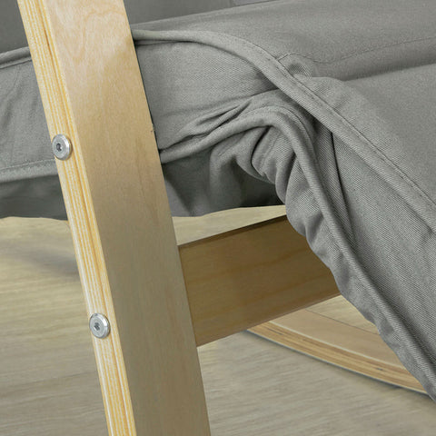 Rootz Rocking Chair - Nursing Chair - Relaxation Chair - Adjustable Footrest, Washable Lamination Fabric Cover, Sturdy Birch Wood and Steel Frame - 56cm x 90cm x 80cm