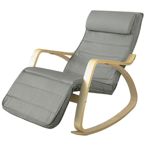 Rootz Rocking Chair - Nursing Chair - Relaxation Chair - Adjustable Footrest, Washable Lamination Fabric Cover, Sturdy Birch Wood and Steel Frame - 56cm x 90cm x 80cm
