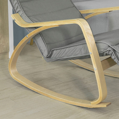 Rootz Rocking Chair - Nursing Chair - Relaxation Chair - Adjustable Footrest, Washable Lamination Fabric Cover, Sturdy Birch Wood and Steel Frame - 56cm x 90cm x 80cm