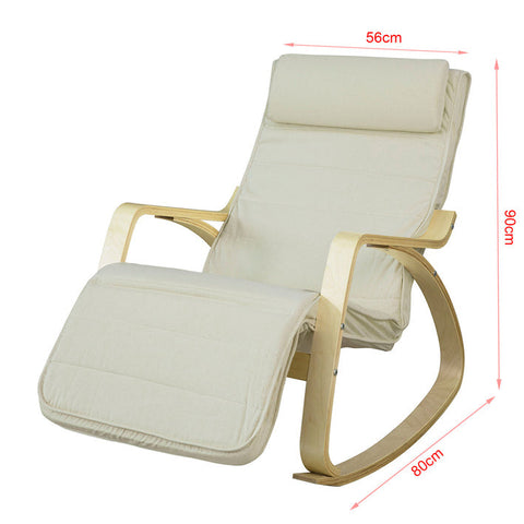 Rootz Rocking Chair - Nursing Chair - Swing Chair - 100% Cotton Cover - Adjustable Footrest - Modern Design - Birch Wood and Steel Frame - 10kg - 120kg Load Capacity - 5-Way Adjustable Footrest