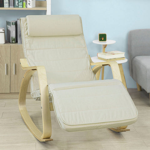 Rootz Rocking Chair - Nursing Chair - Swing Chair - 100% Cotton Cover - Adjustable Footrest - Modern Design - Birch Wood and Steel Frame - 10kg - 120kg Load Capacity - 5-Way Adjustable Footrest