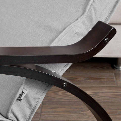 Rootz Verstelbare Schommelstoel - Schommelstoel - Verzorgingsstoel - Frame van berkenhout - Afneembare wasbare hoes - Voetsteun met 5 standen - 120kg draagvermogen - Modern design - Grijs of Bruin