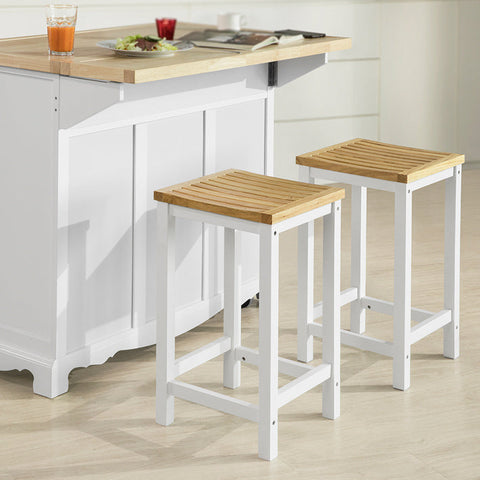 Rootz Set of 2 Wooden Stools - Kitchen Chairs - Counter Stools - Ergonomic Design - Durable Pine Wood Legs - Easy Maintenance - 35cm x 61cm x 35cm