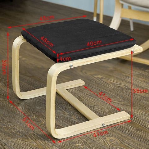Rootz Modern Footstool - Footrest - Stool - 100% Cotton Cover - Removable & Washable - Stable Birch Wood Frame - 51cm x 45cm x 39cm - Black