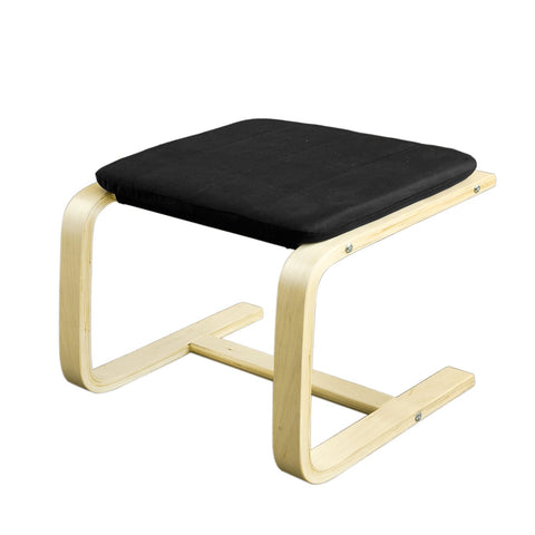 Rootz Modern Footstool - Footrest - Stool - 100% Cotton Cover - Removable & Washable - Stable Birch Wood Frame - 51cm x 45cm x 39cm - Black