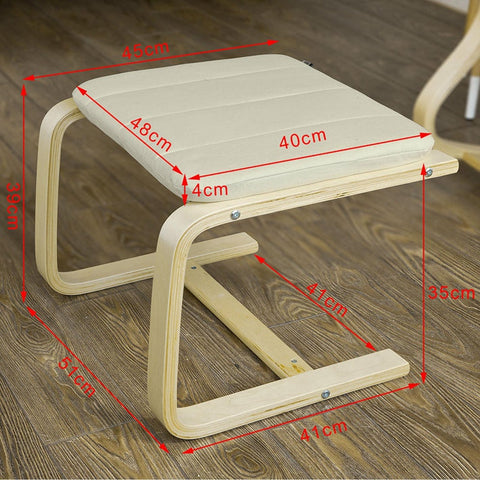 Rootz Footstool - Footrest - Ottoman - 100% Cotton Cover - Removable & Washable - Stable Beech Frame - W51 x D45 x H39 cm