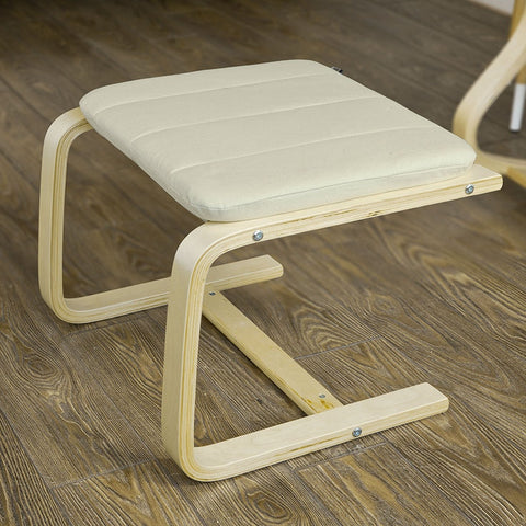 Rootz Footstool - Footrest - Ottoman - 100% Cotton Cover - Removable & Washable - Stable Beech Frame - W51 x D45 x H39 cm