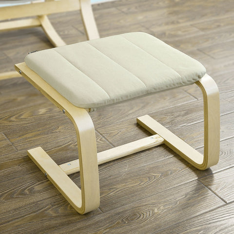 Rootz Footstool - Footrest - Ottoman - 100% Cotton Cover - Removable & Washable - Stable Beech Frame - W51 x D45 x H39 cm
