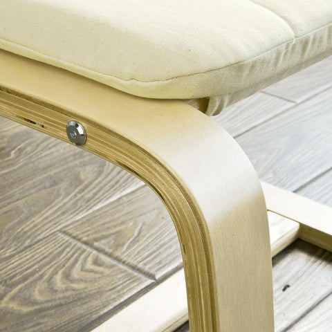 Rootz Footstool - Footrest - Ottoman - 100% Cotton Cover - Removable & Washable - Stable Beech Frame - W51 x D45 x H39 cm