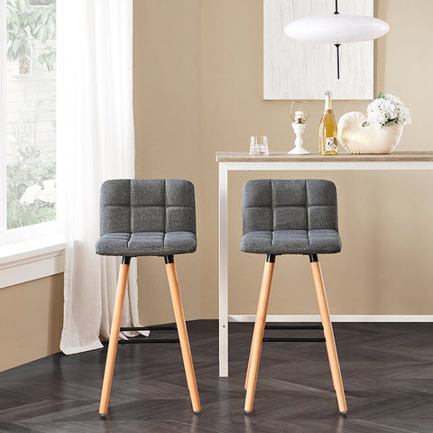 Rootz Bar Stool Set of 2 - Counter Stool - Kitchen Stools - Padded Curved Seat - All-Round Footrest - Simple Elegant Design - 44cm x 44cm x 90cm - Dark Gray