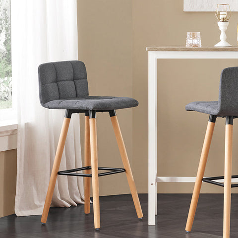 Rootz Bar Stool Set of 2 - Counter Stool - Kitchen Stools - Padded Curved Seat - All-Round Footrest - Simple Elegant Design - 44cm x 44cm x 90cm - Dark Gray
