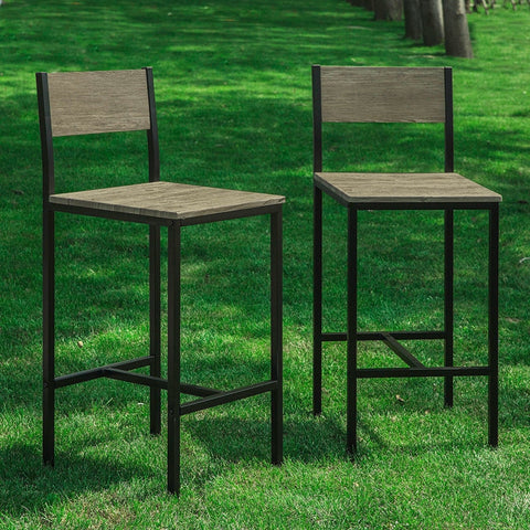 Rootz Modern Bar Stool Set of 2 - Counter Stools - High Chairs - Comfortable Backrest - Integrated Footrest - Ideal for Bars and Cafes - 39cm x 95cm x 41cm