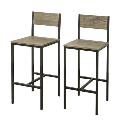 Rootz Modern Bar Stool Set of 2 - Counter Stools - High Chairs - Comfortable Backrest - Integrated Footrest - Ideal for Bars and Cafes - 39cm x 95cm x 41cm
