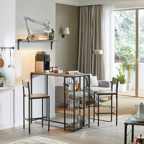 Rootz Bar Stool Set of 2 - Counter Stool - High Chairs - Comfortable Backrest - Footrest - Ideal for Bar and Kitchen - Metal Frame - MDF Seat with PVC Cover - 38cm x 96cm x 44cm