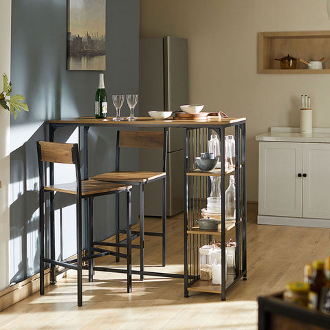 Rootz Bar Stool Set of 2 - Counter Stool - High Chairs - Comfortable Backrest - Footrest - Ideal for Bar and Kitchen - Metal Frame - MDF Seat with PVC Cover - 38cm x 96cm x 44cm