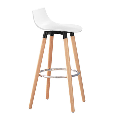 Rootz Modern Bar Stool - Counter Chair - Bar Chair - White - Thickly Padded - Easy Maintenance - Stable Beech Legs - 41cm x 84cm