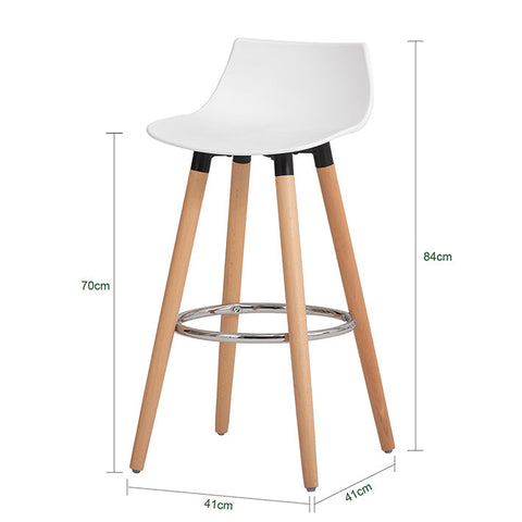 Rootz Modern Bar Stool - Counter Chair - Bar Chair - White - Thickly Padded - Easy Maintenance - Stable Beech Legs - 41cm x 84cm