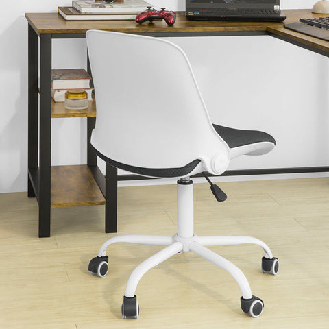 Rootz Adjustable Desk Chair - Youth Swivel Chair - Office Chair White - Foldable Backrest - Smooth 360° Wheels - Height Adjustable - 83-95cm x 50-62cm Seat Height